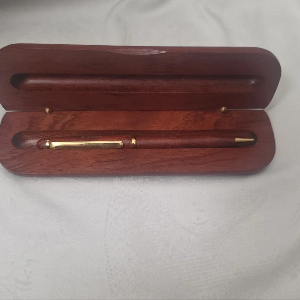Vintage 1980's-90's-IBM Wood Ballpoint Pen Set with Wooden Case Collectible